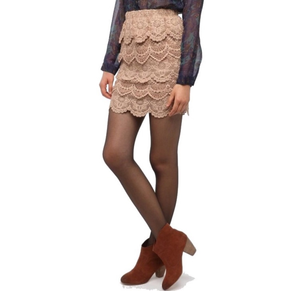 Staring At Stars Tiered Crochet Mini Skirt - Picture 1 of 8